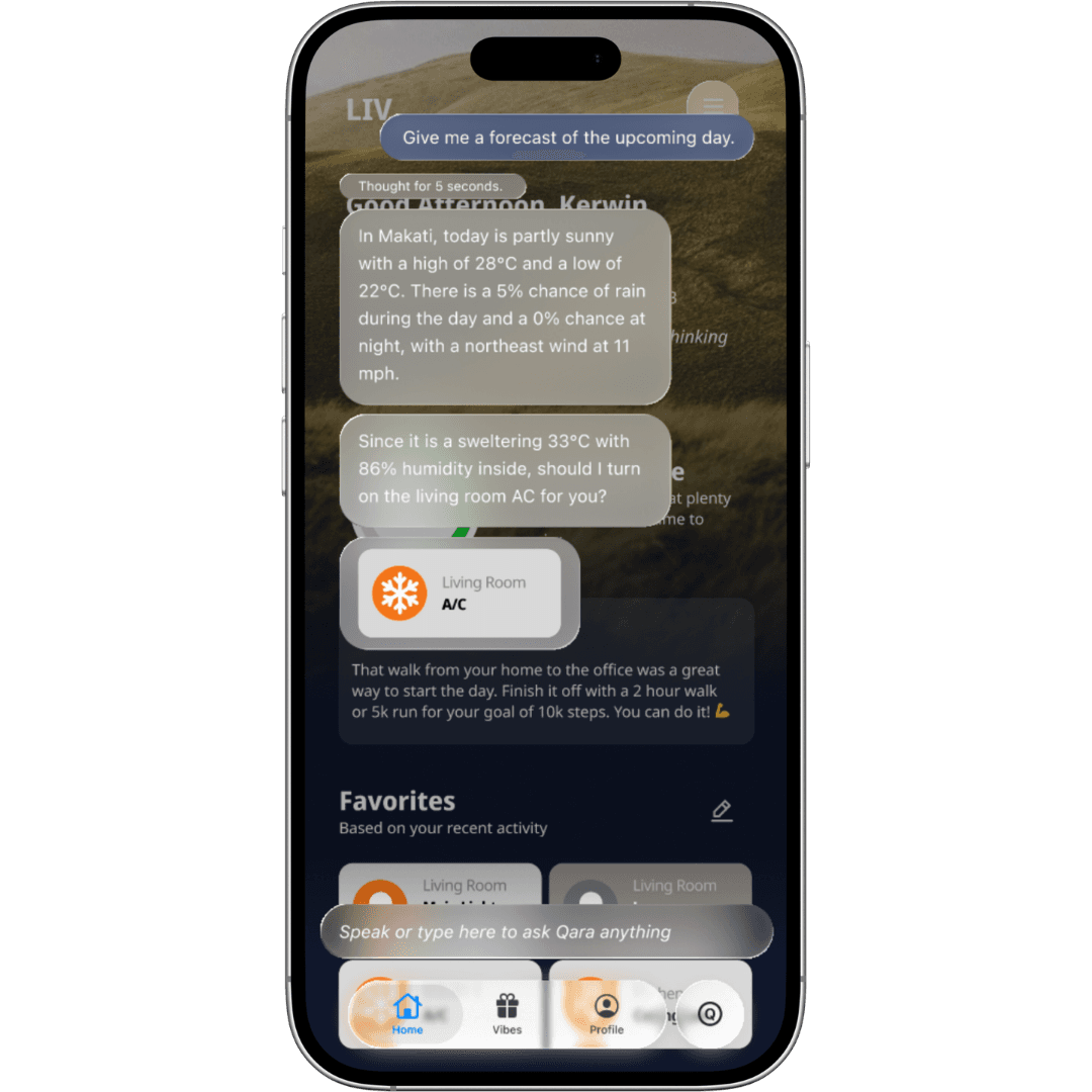 Qara mobile assistant interface